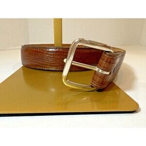 3D Triple D Western Mens Leather Belt 42 Cowhide Embossed Silver Buckle Vintage